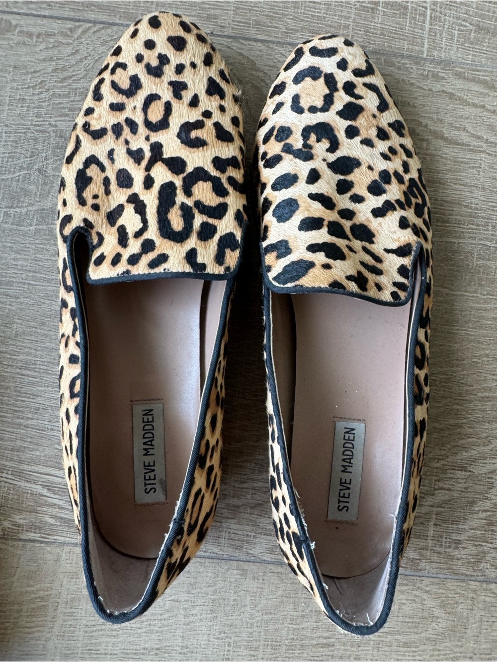 Steve Madden Leopard Print Slip-On Loafers - Tan & Black